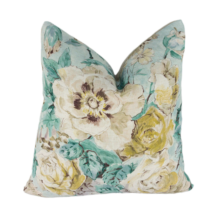 Sanderson - Giselle - Gold / Jade - Cushion Cover Throw Pillow Designer Home Decor.