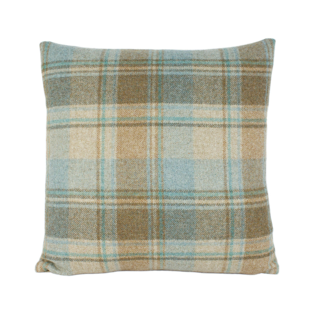 Abraham Moon - Snowshill - Eau De Nil -  100% Wool Cushion Cover - Designer Plaid Pillow Cover - Handmade Custom Abraham Moon Pillowmade.