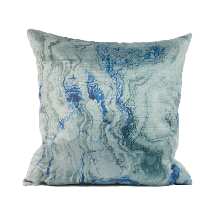 Swaffer - Marble - 04 FR - Luxury Modern Blue & Grey Marble Print Cushion Cover - Handmade Throw Pillow - Designer Home Décor.
