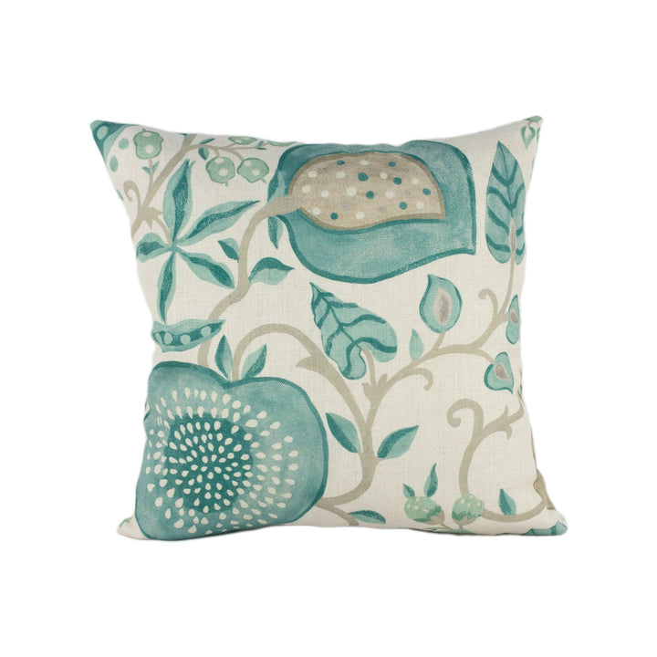 Sanderson - Peas & Pods - Aqua / Natural - Stunning Designer Cushion Cover Home Décor Throw Pillow.