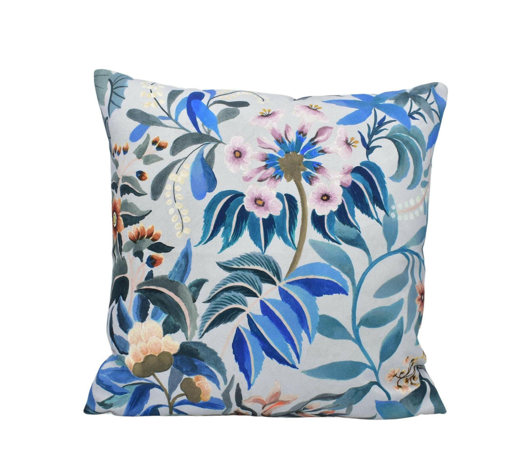 Designers Guild - Ikebana Damask - Slate Blue - Damask Floral Designer Cushion Cover - Custom Foliage Pillow Cover - Blue Butterfly Pillow.