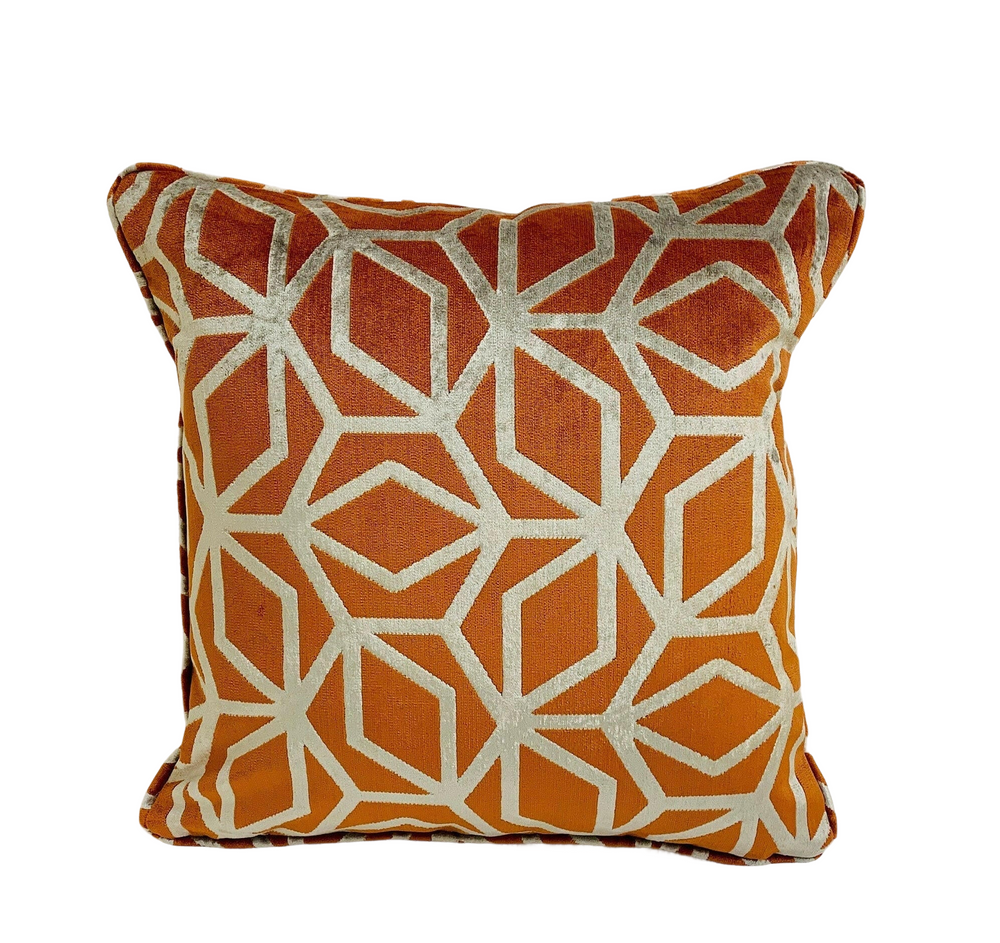 Panaz Corinthia Terracotta Designer Velvet cushion.