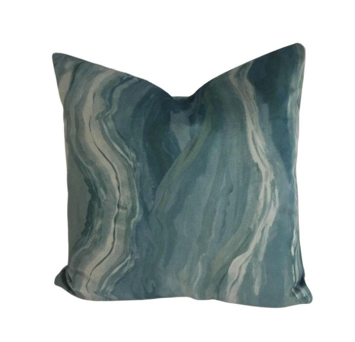 Prestigious - Lava - Teal - Marbled & Metallic Luxurious Velvet Cushion Cover - Handmade Throw Pillow Designer Home Decor.