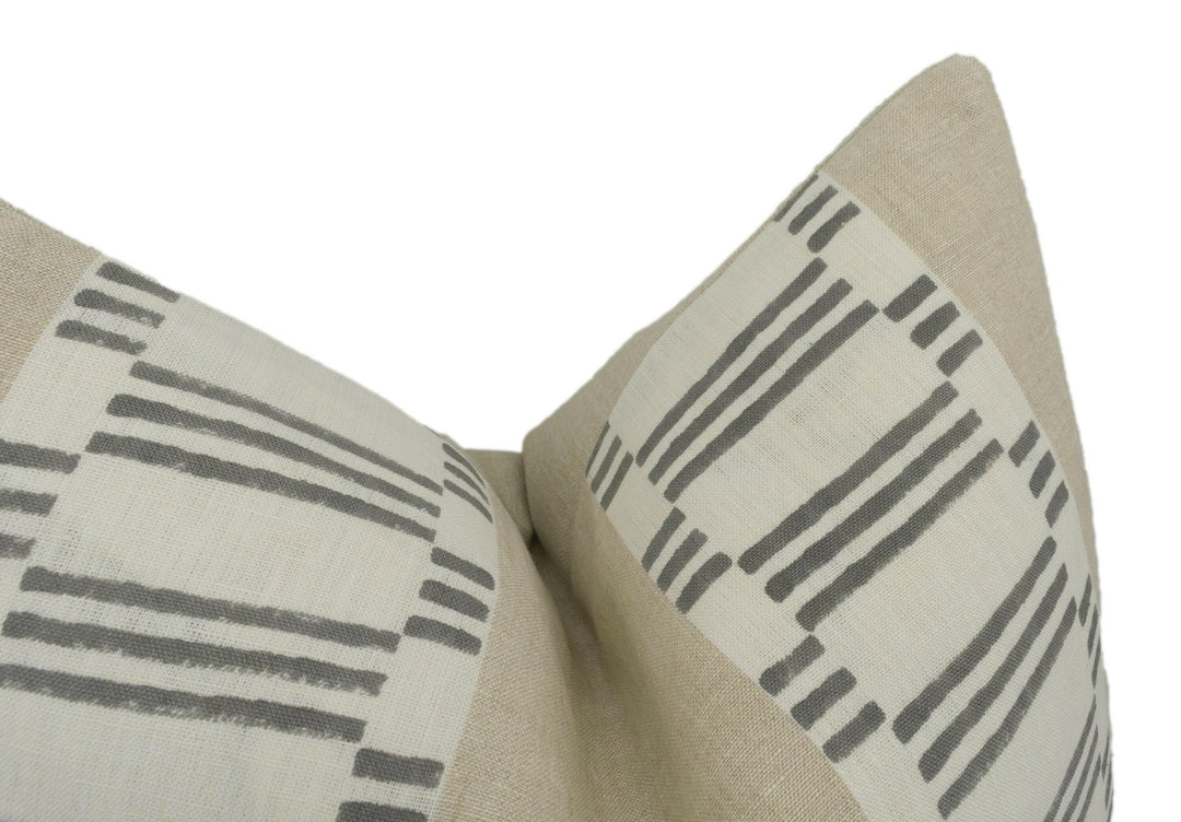 Anna French x Thibaut - Japonic Stripe - Grey - Chic Elegant Striped Cushion Cover - Handmade Throw Pillow - Designer Home Décor.