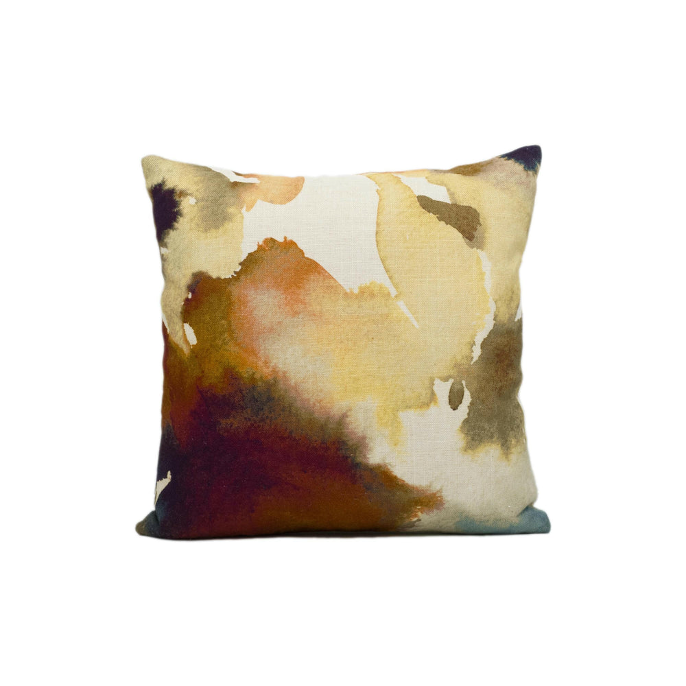 Harlequin - Flores - Rust / Ruby / Nordic Blue - Abstract Watercolour Floral Cushion Cover Handmade Throw Pillow Designer Home Decor.