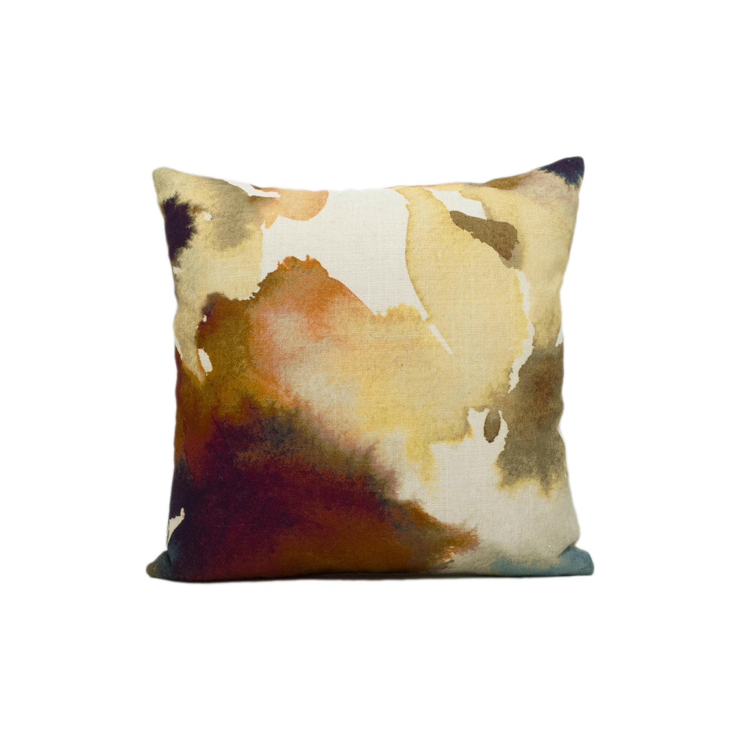 Harlequin - Flores - Rust / Ruby / Nordic Blue - Abstract Watercolour Floral Cushion Cover Handmade Throw Pillow Designer Home Decor.