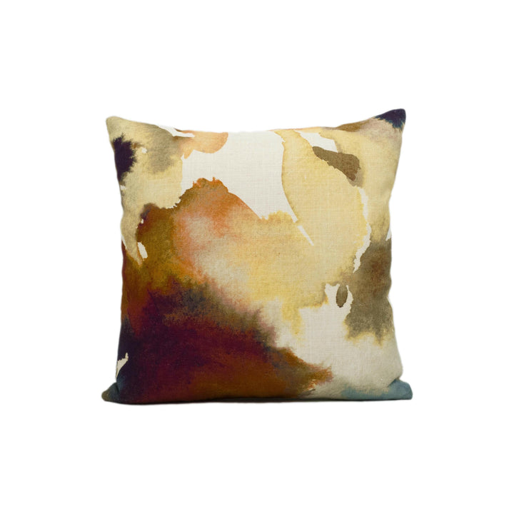 Harlequin - Flores - Rust / Ruby / Nordic Blue - Abstract Watercolour Floral Cushion Cover Handmade Throw Pillow Designer Home Decor.