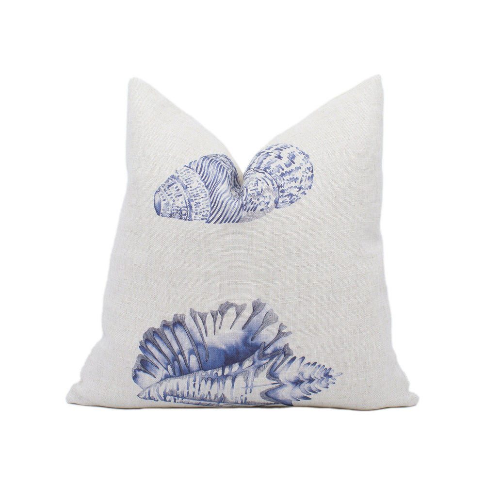 Harlequin - Kabibi - Indigo - Fresh Seashell Cushion Cover Throw Pillow Designer Holiday Home Beach Decor.