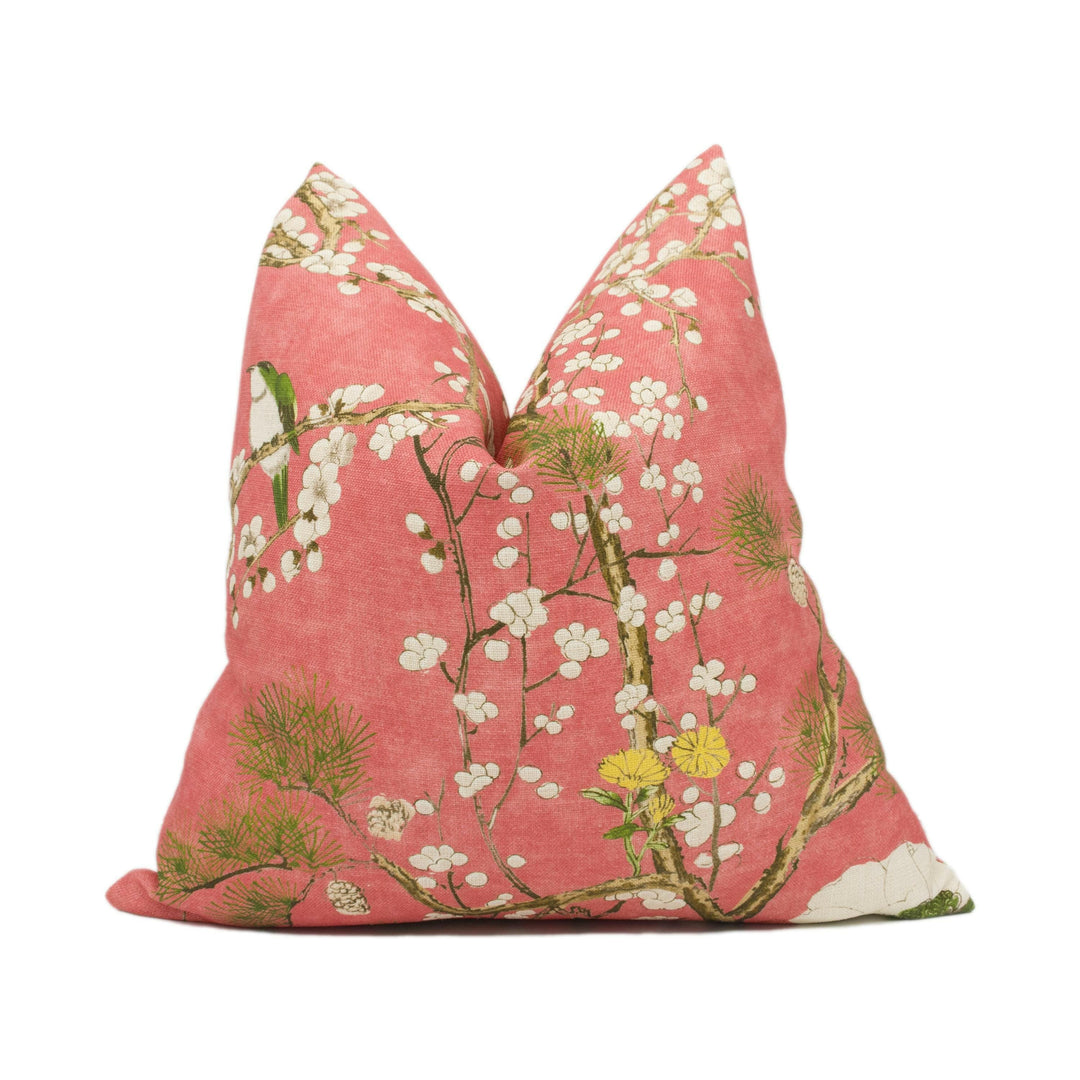 Thibaut - Katsura - Coral - Rich Winding Japanese Maple Floral Designer Cushion Cover - Luxury Throw Pillow - Designer Home Decor.