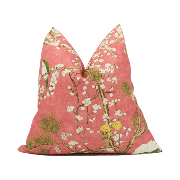 Thibaut - Katsura - Coral - Rich Winding Japanese Maple Floral Designer Cushion Cover - Luxury Throw Pillow - Designer Home Decor.