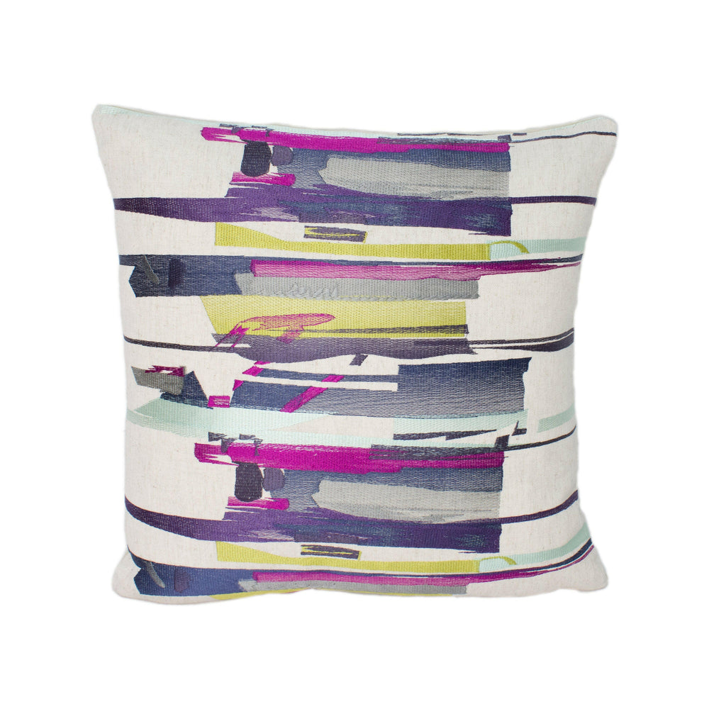 Harlequin - Zeal - Old Navy / Aqua / Lime - Abstract Embroidered Brushstrokes Designer Cushion Cover Luxury Throw Pillow Handmade Home.