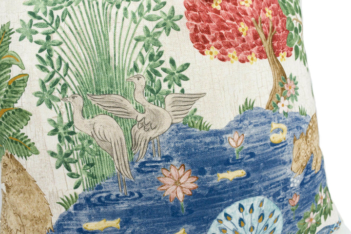 Sanderson - Pamir Garden - Cream Indigo  - Persian Garden Animal Oasis Designer Cushion Cover - Luxury Throw Pillow - Handmade Home Decor.