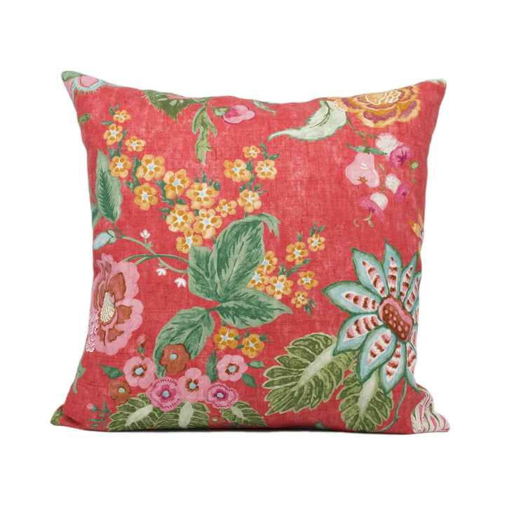 Colefax and Fowler - Emmeline - Red - Lively Classic Floral Cushion Cover - Handmade Throw Pillow - Designer Home Décor.