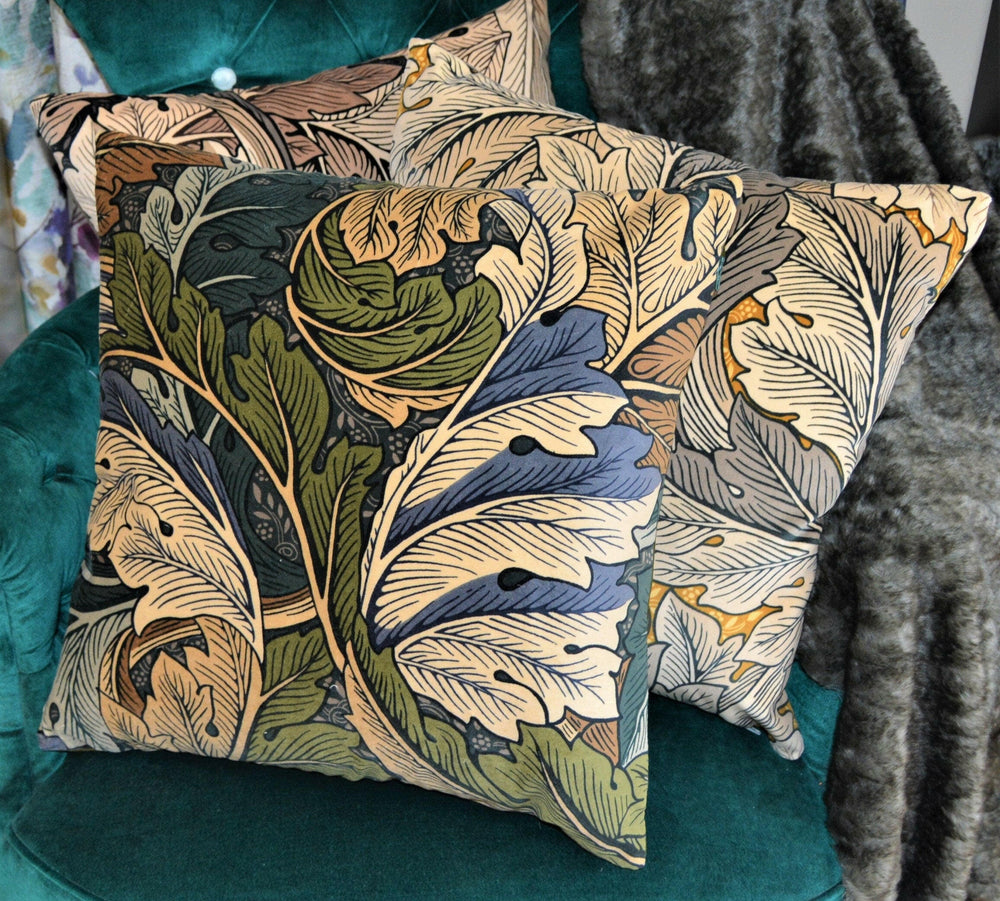William Morris - Acanthus Velvet - Slate Blue / Thyme - Cushion Cover Throw Pillow Designer Home Decor.