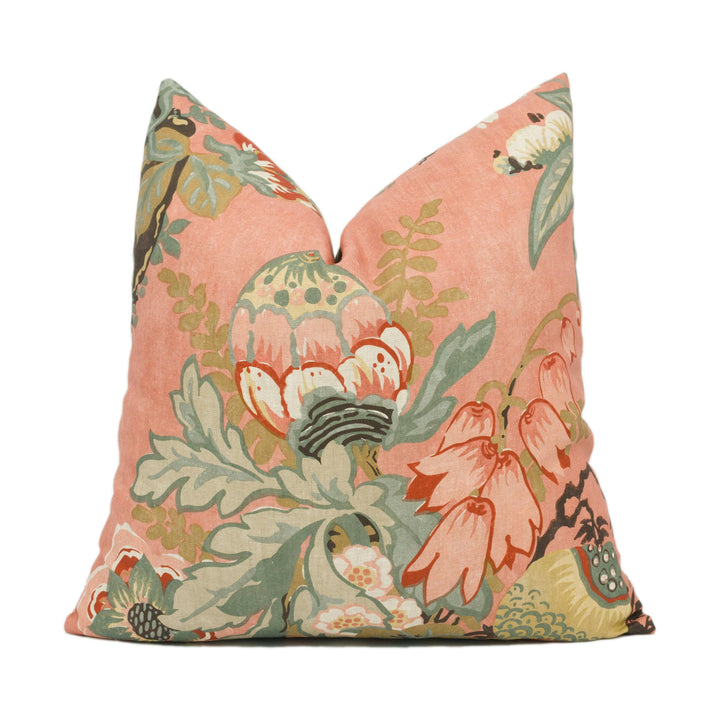 Anna French x Thibaut - Savoy Collection - Fairbanks - Salmon - Stunning Floral Cushion Cover - Handmade Pillow Throw - Luxury Home Décor.