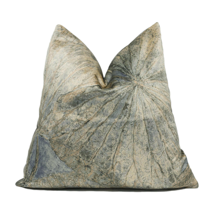 Zoffany - Taisho - Fossil - Lavish Lotus Leaf Velvet Designer Cushion Cover - Luxury Modern Throw Pillow - Handmade High End Home Decor.