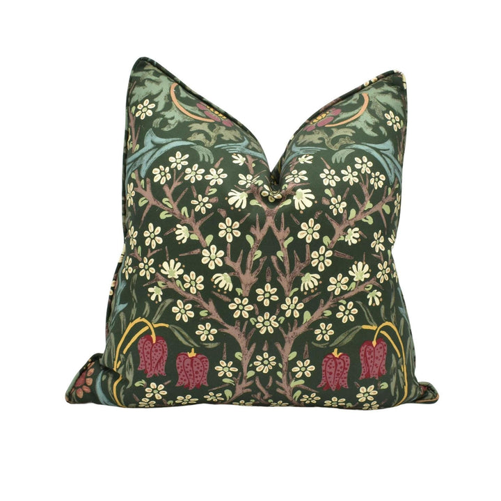 William Morris - Blackthorn - Green - Spectacular Classic Morris Handprint Style Designer Cushion Cover - Luxury Throw Pillow Handmade Home.