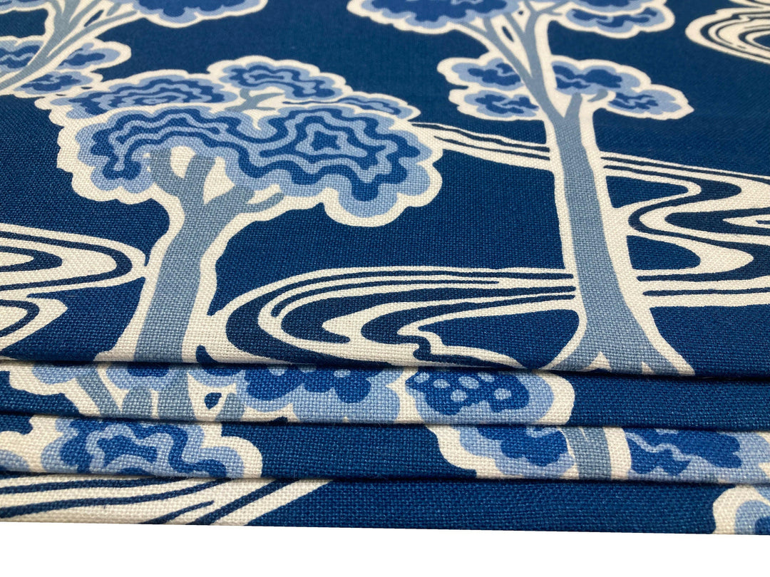 Schumacher - Tree River - Blue -  Made To Measure Professionally Made Roman Blind.