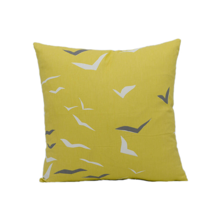 Scion - Flight - Lemon / Gull / Chalk - Retro Birds in Flight Cushion Cover - Handmade Throw Pillow - Designer Home Décor.