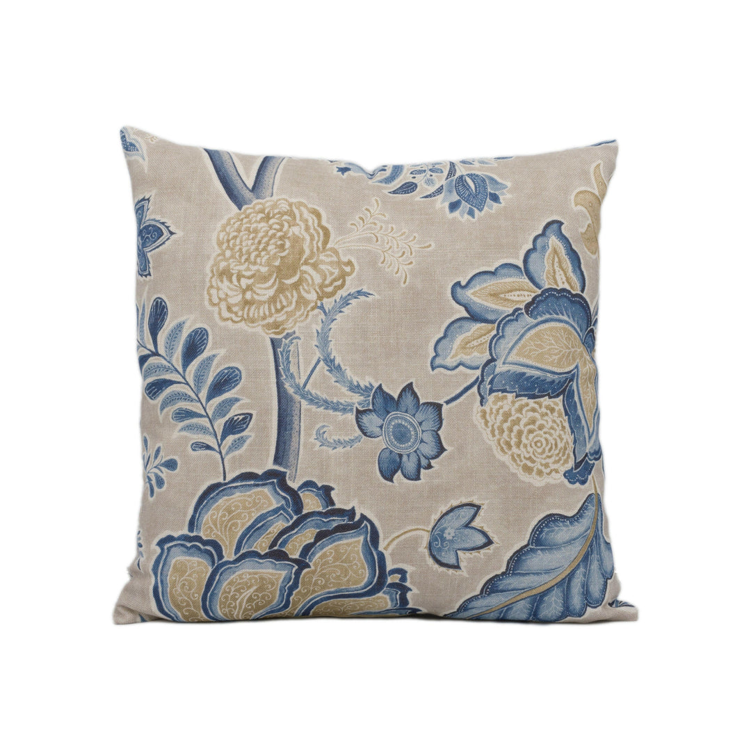 Sanderson - Shalimar - China Blue / Linen - Cushion Cover Throw Pillow Designer Home Decor.