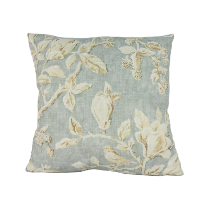 Sanderson - Magnolia & Pomegranate - Grey Blue / Parchment - Cushion Cover Throw Pillow Designer Home Decor.