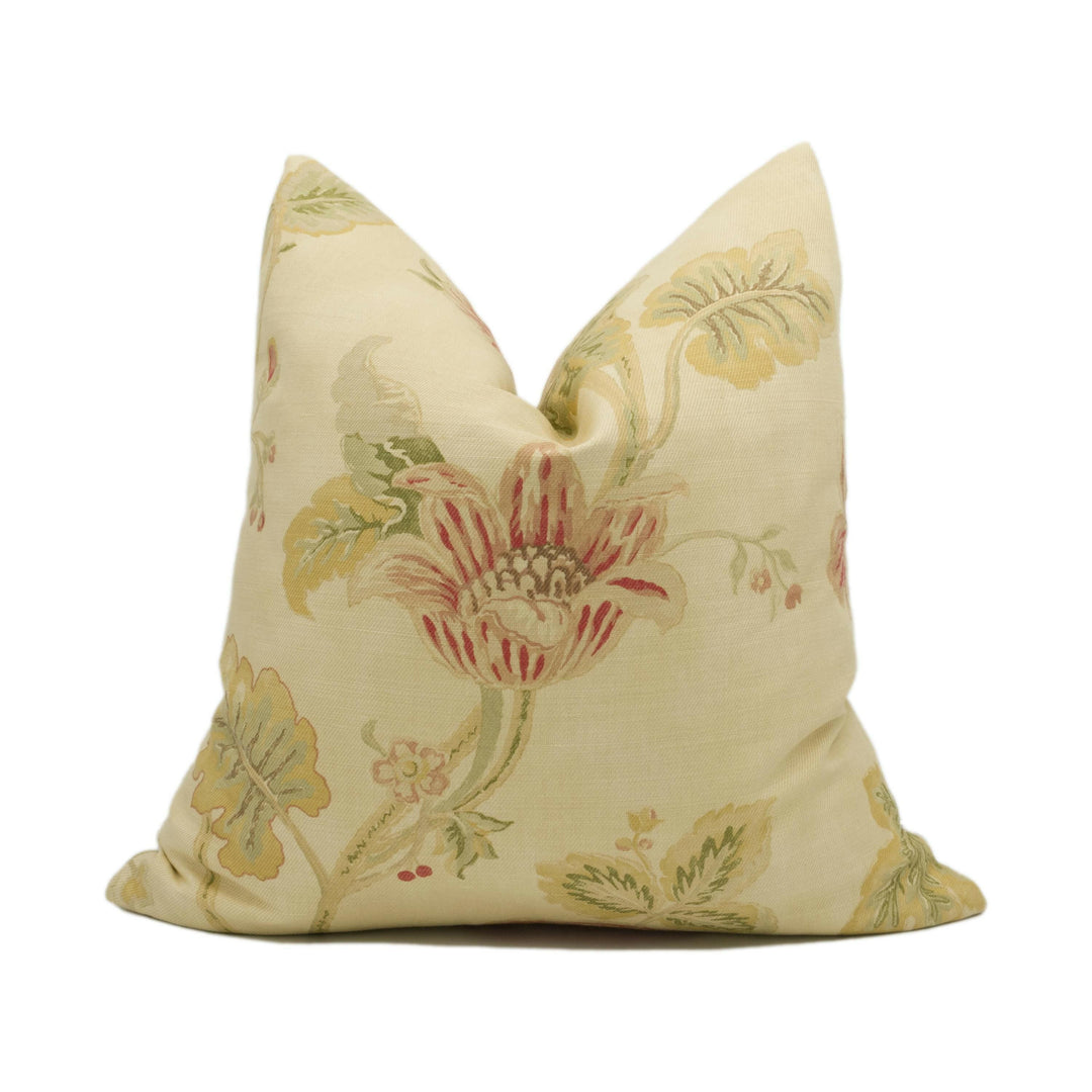 Colefax and Fowler - Berwick - Red / Green - Vintage Inspired Trailing Floral Cushion Cover - Handmade Throw Pillow - Designer Home Décor.