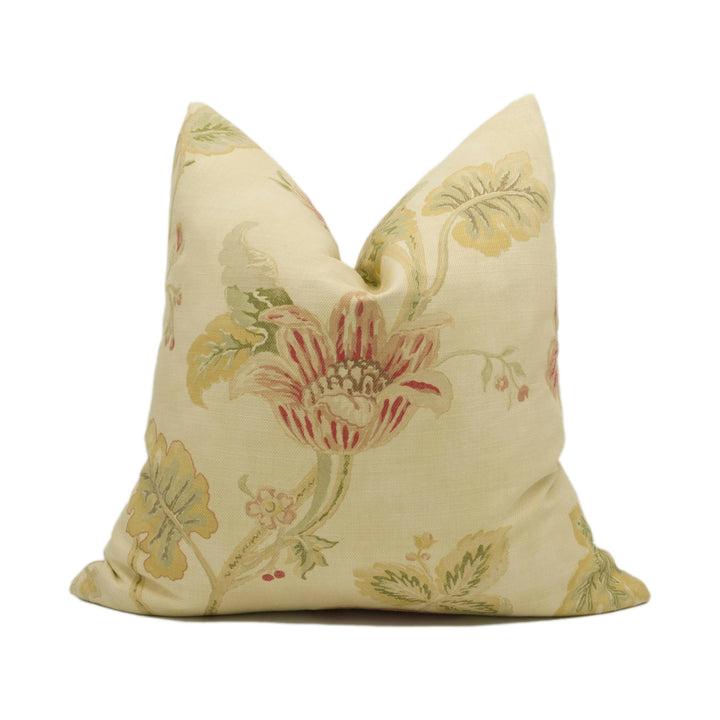Colefax and Fowler - Berwick - Red / Green - Vintage Inspired Trailing Floral Cushion Cover - Handmade Throw Pillow - Designer Home Décor.