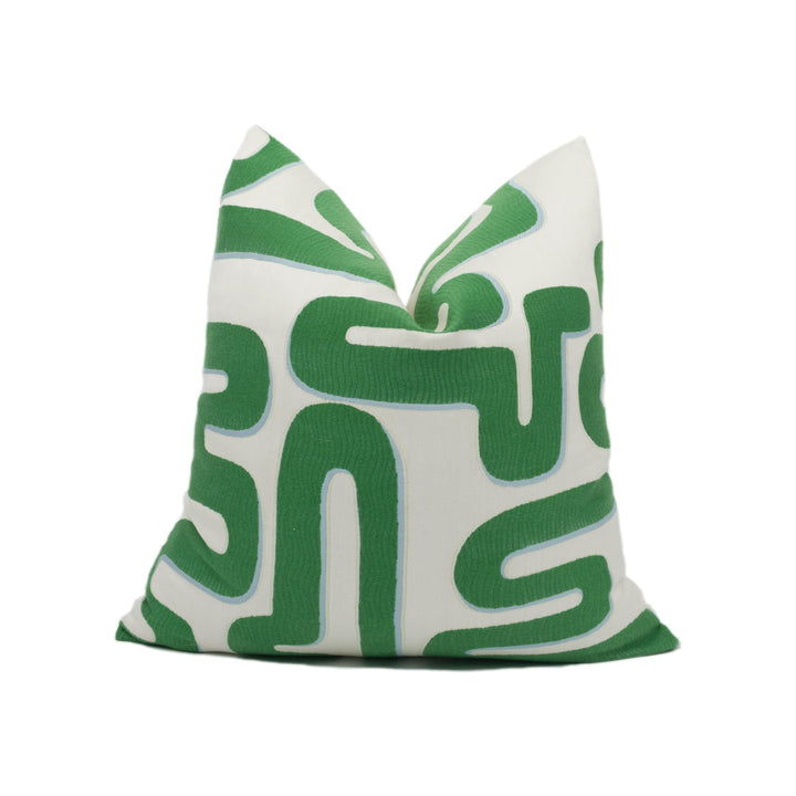 Harlequin - Meander - Emerald / Aquamarine - Bold Contemporary Winding Geometric Cushion Cover - Handmade Throw Pillow - Designer Home Décor.