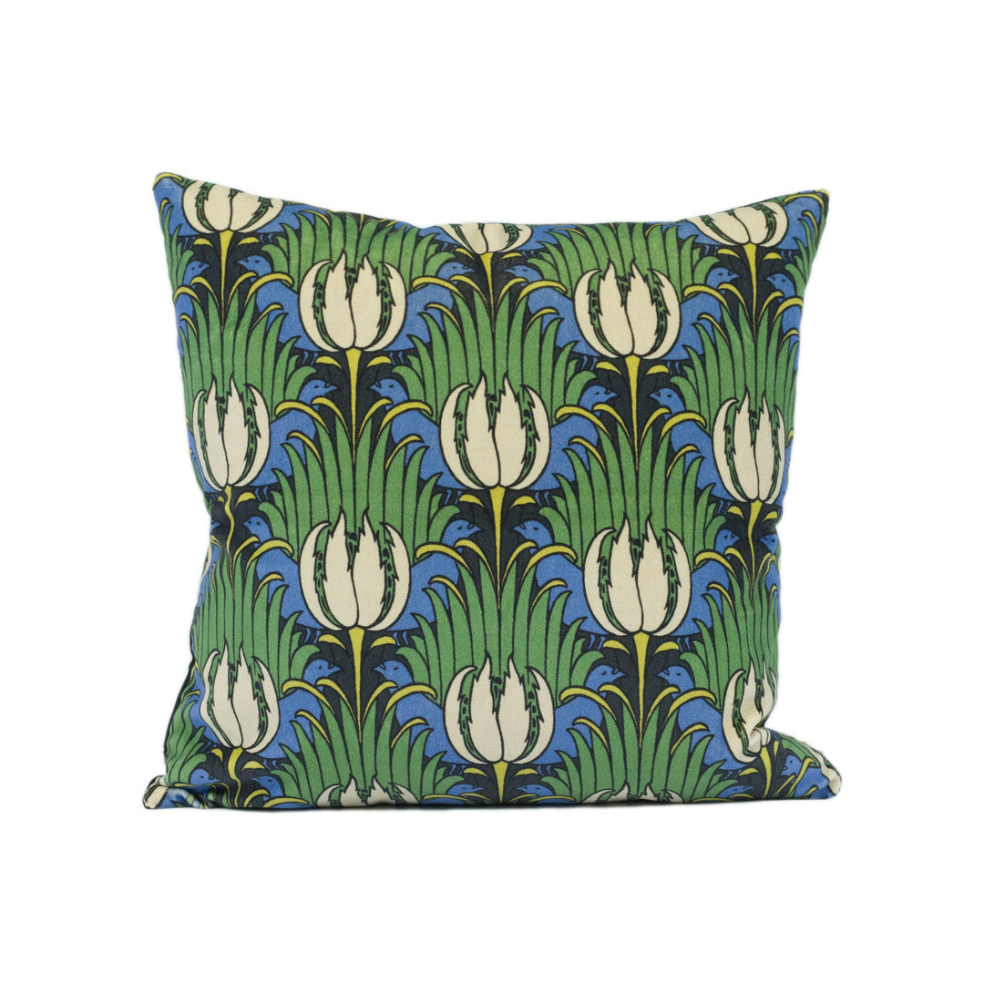 William Morris - Tulip and Bird - Goblin Green &amp; Raven - Bold Arts and Crafts Velvet Cushion Cover - Handmade Throw Pillow - Designer Home.