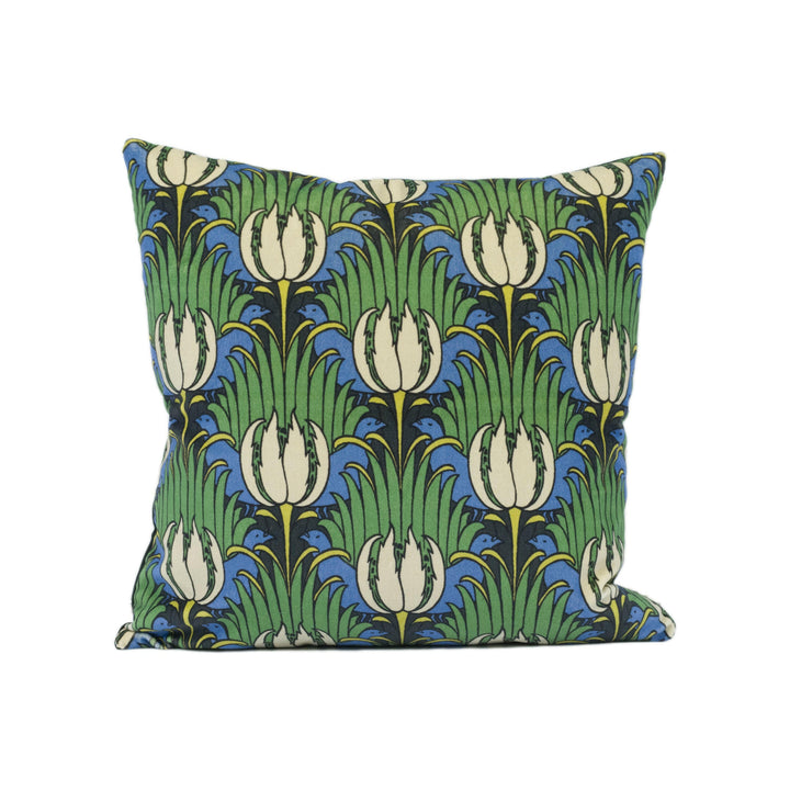 William Morris - Tulip and Bird - Goblin Green &amp; Raven - Bold Arts and Crafts Velvet Cushion Cover - Handmade Throw Pillow - Designer Home.