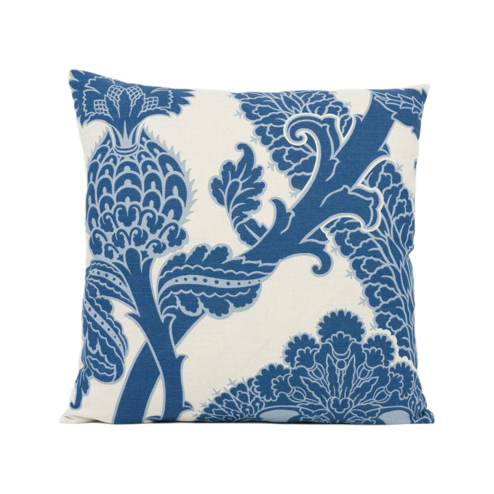 Schumacher - Shalkar - Indigo - Bold Floral Damask Designer Cushion Cover - Handmade Throw Pillow - Luxury Home Decor.