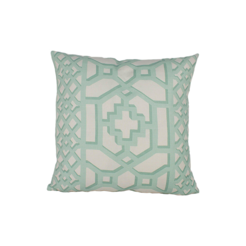 Schumacher - Zanzibar Trellis Matte - Winter Mint - Elsie de Wolfe Inspired Designer Cushion Cover - Handmade Throw Pillow Luxury Home Decor.