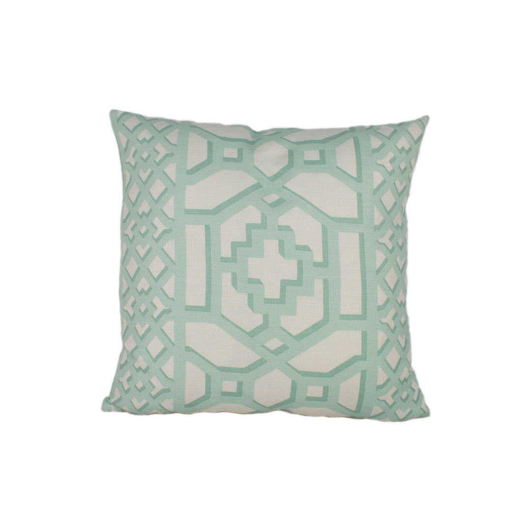 Schumacher - Zanzibar Trellis Matte - Winter Mint - Elsie de Wolfe Inspired Designer Cushion Cover - Handmade Throw Pillow Luxury Home Decor.