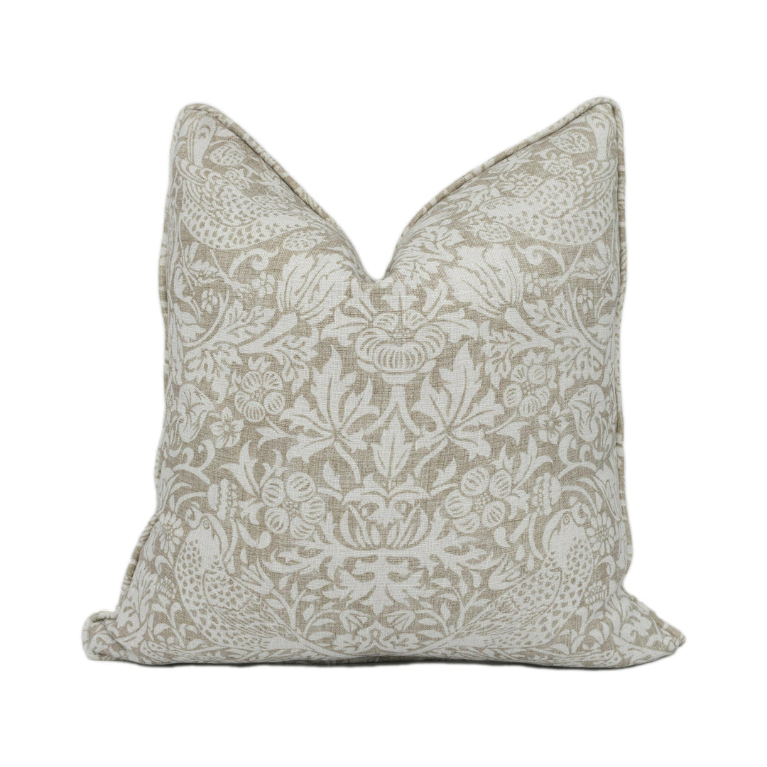 William Morris - Strawberry Thief Pure - Dove - Stunning Iconic Classic Designer Cushion Cover - Handmade Home Decor - Luxury Throw Pillow.