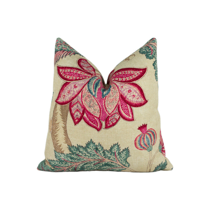 Zoffany - Kalamkari - Indigo / Red - Romantically Flamboyant Floral Cushion Cover - Handmade Throw Pillow Designer Home Decor.