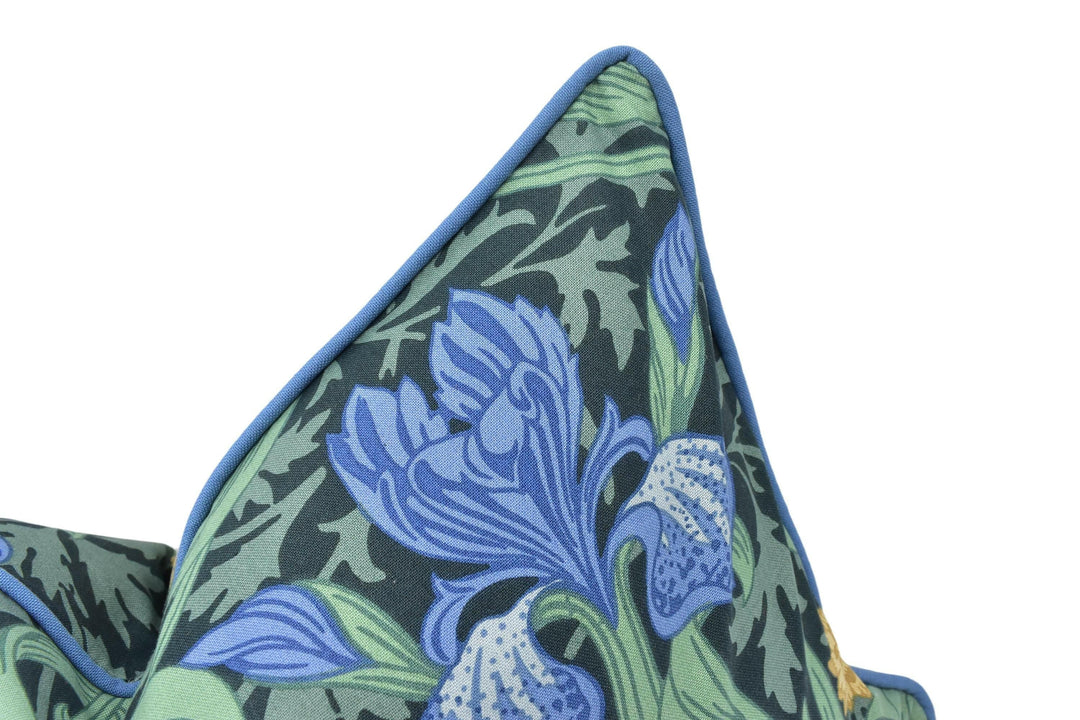 William Morris - Iris - Floral & Botanical - Classic Traditional Morris Floral Designer Cushion Cover - Luxury Throw Pillow - Handmade Home.