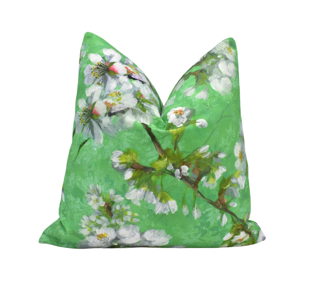 Designers Guild - Fleur D'assam - Emerald - Painterly Tree Blossom Cushion Cover - Green Floral Pillow Cover - Custom Spring Throw Pillow.
