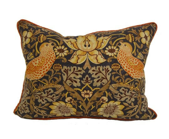 William Morris - Strawberry Thief - Grape / Gold -Stunning Iconic Classic Designer Cushion Cover - Handmade Home Decor - Luxury Throw Pillow.