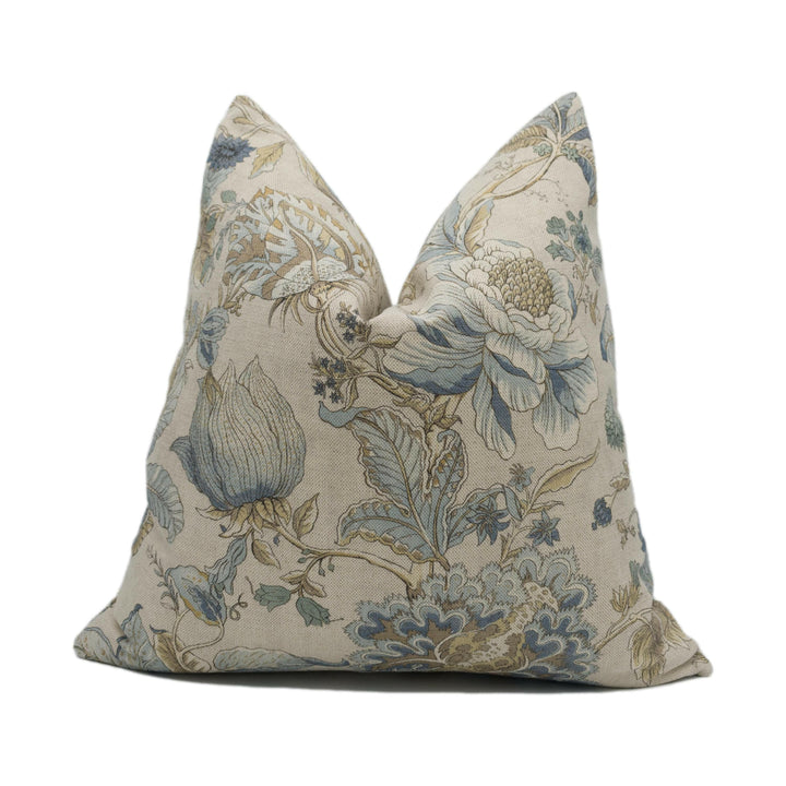 Clarke &amp; Clarke - Sissinghurst - Eau De Nil - Beautiful Illustrative Floral Designer Cushion Cover - Luxury Throw Pillow Handmade.
