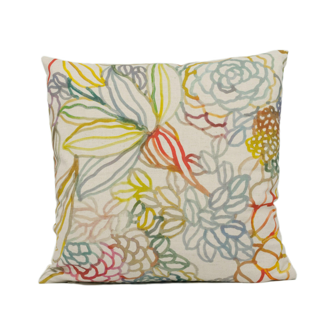 Voyage - Althorp - Cinnamon - Bright Painterly Colourful Floral Cushion Cover - Handmade Throw Pillow - Designer Home Décor.