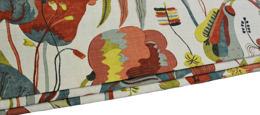 G P and J Baker - California - Linen / Teal / Pimento - Professionally Made Roman Blind Made to Measure.