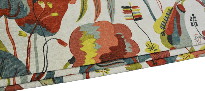 G P and J Baker - California - Linen / Teal / Pimento - Professionally Made Roman Blind Made to Measure.