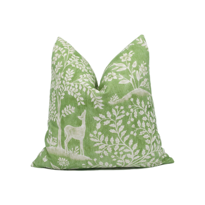 Nina Campbell - Foret - Emerald 3 - Enchanting Green Woodland Wildlife Scenes Cushion Cover - Handmade Throw Pillow - Designer Home Décor.