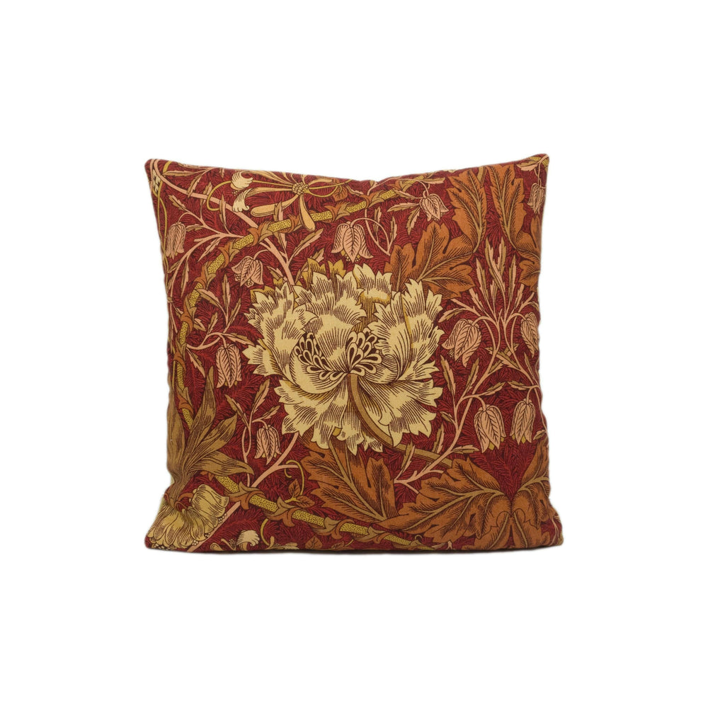 William Morris - Honeysuckle and Tulip - Brick / Russet - Cushion Cover Throw Pillow Designer Home Decor.