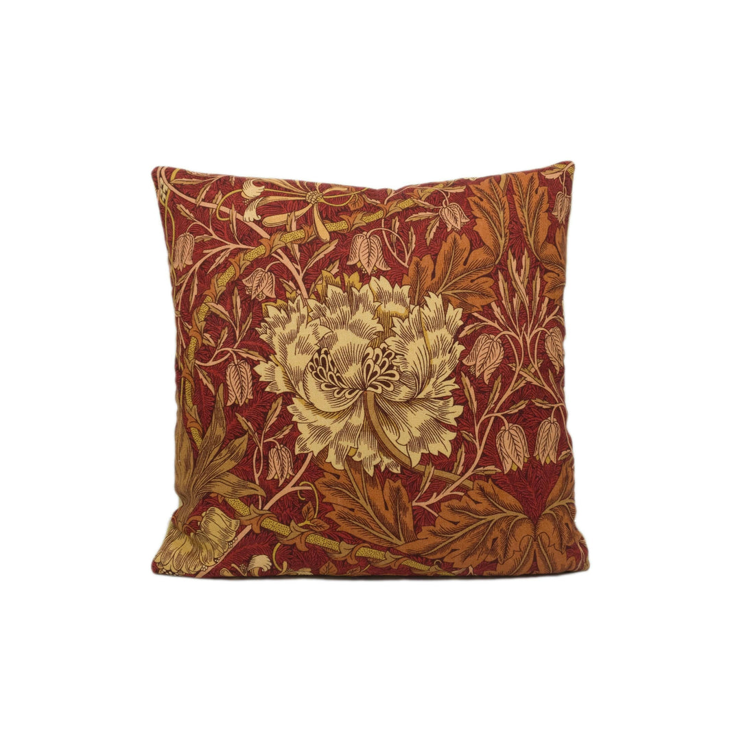 William Morris - Honeysuckle and Tulip - Brick / Russet - Cushion Cover Throw Pillow Designer Home Decor.