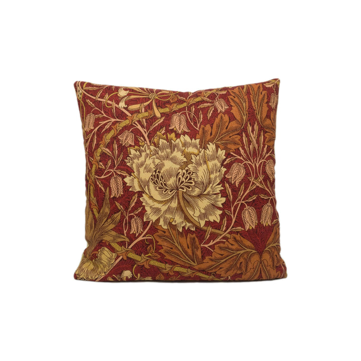 William Morris - Honeysuckle and Tulip - Brick / Russet - Cushion Cover Throw Pillow Designer Home Decor.
