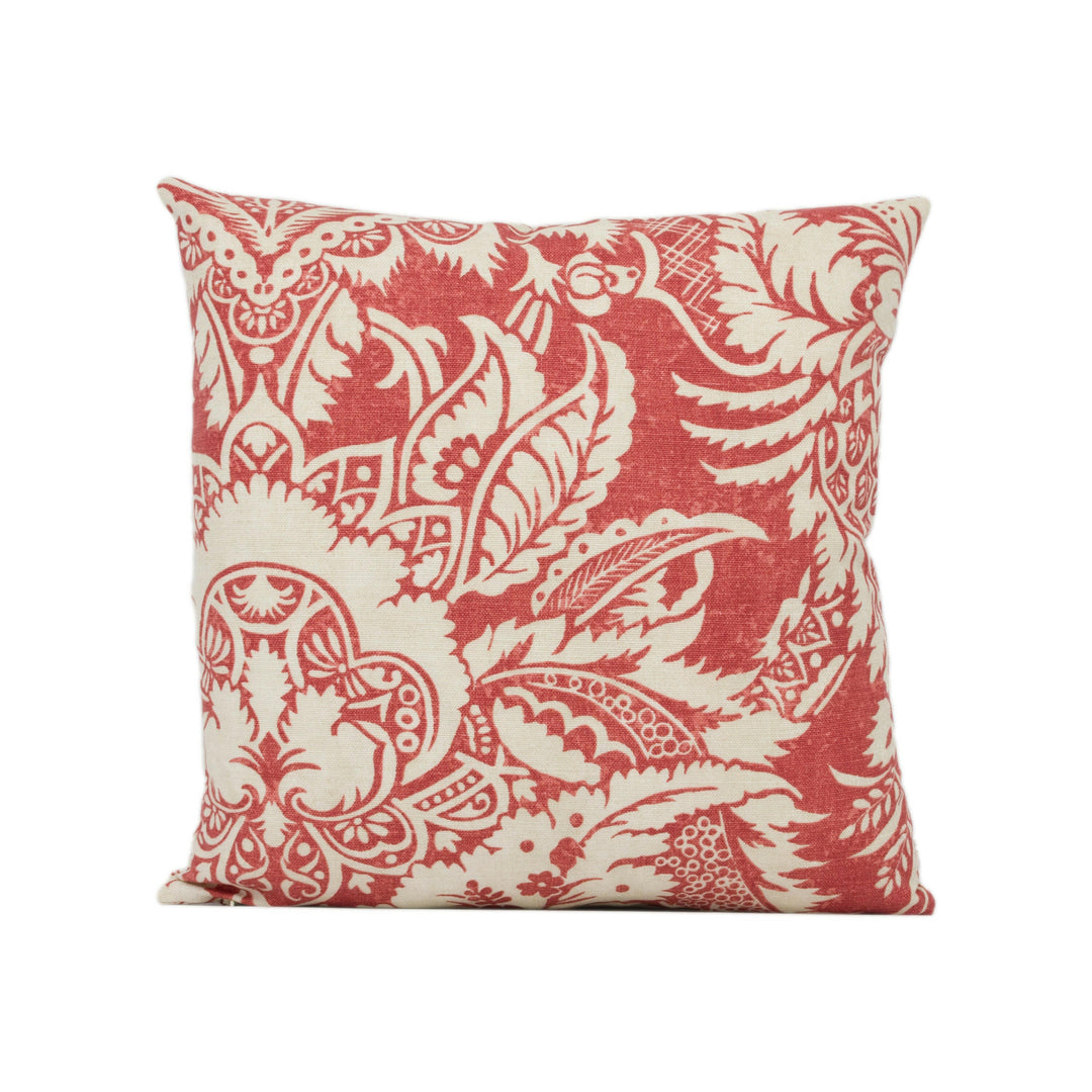 Thibaut - Chardonnet Damask - Red - Handmade Cushion Cover Stunning Throw Pillow Designer Home Décor.