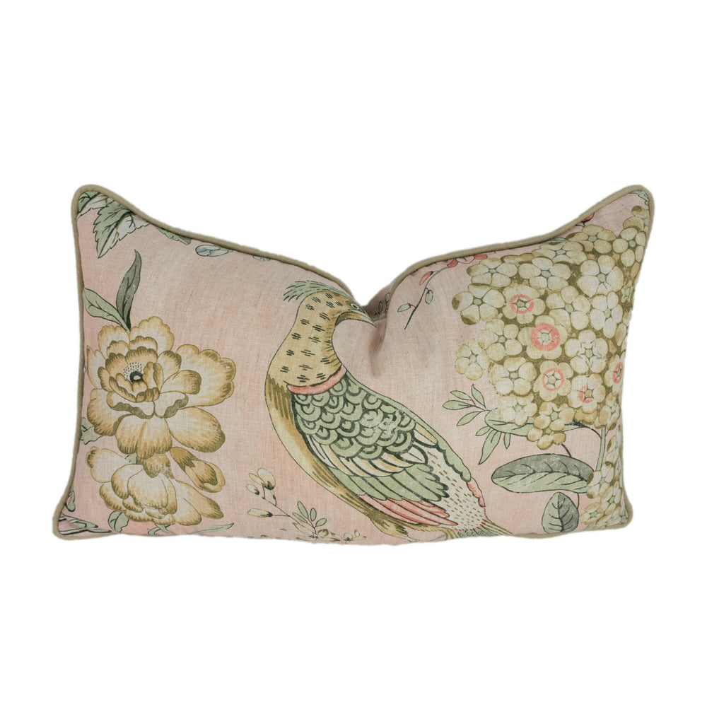 Anna French x Thibaut - Villeneuve - Blush - Antique Avant Garde Bird Designer Cushion Cover - Luxury Throw Pillow - Handmade Home Decor.
