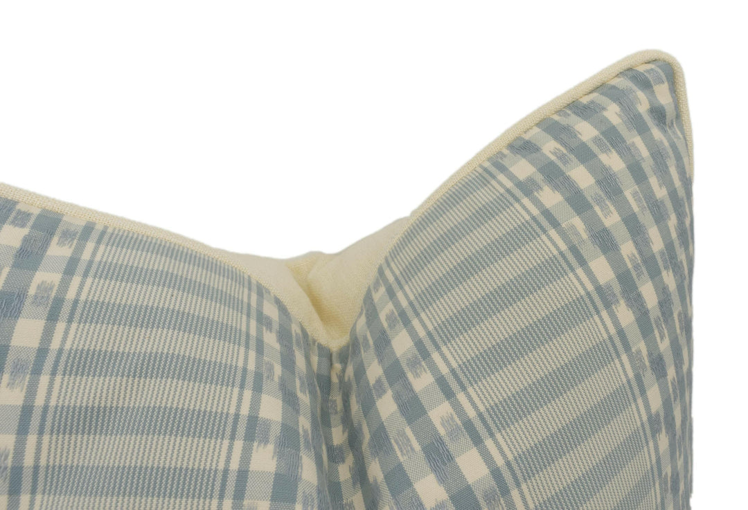 Colefax and Fowler - Langham Check - Sky Blue - Charming Vintage Inspired Ikat Cushion Cover - Handmade Throw Pillow - Designer Home Décor.