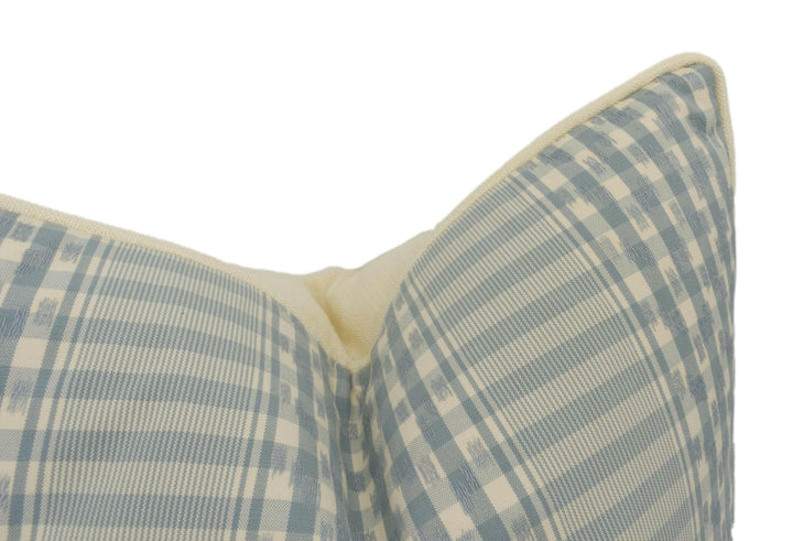 Colefax and Fowler - Langham Check - Sky Blue - Charming Vintage Inspired Ikat Cushion Cover - Handmade Throw Pillow - Designer Home Décor.